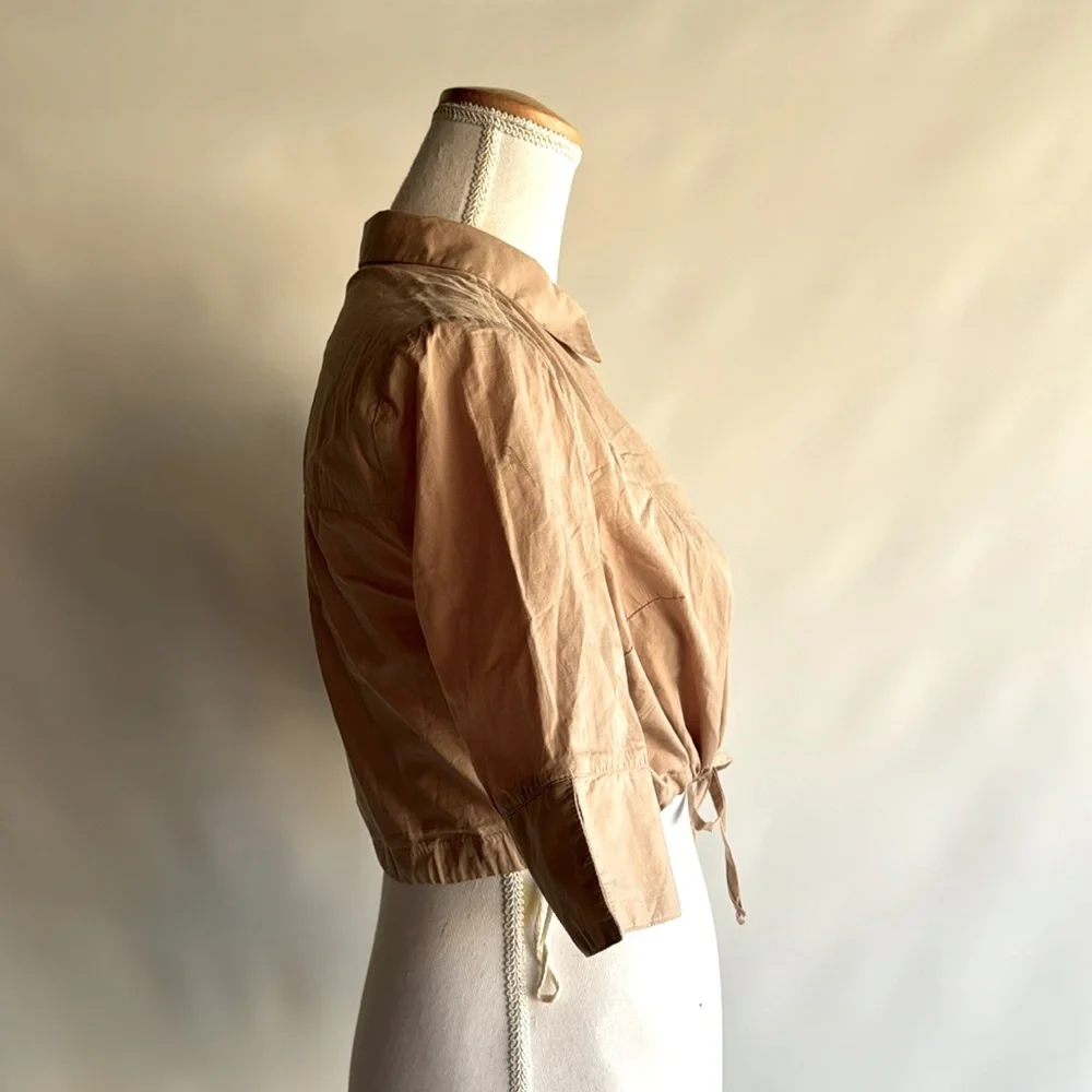 NWT Free People Cropped Short Sleeve Utility Shirt - sz M